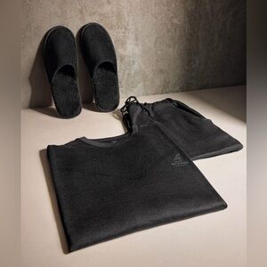 Etihad Men's Black Lounge Set with Slippers